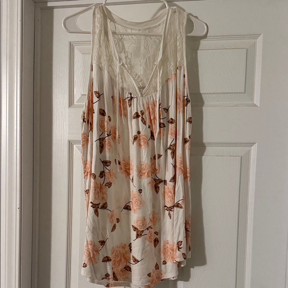 Torrid White and Pink Floral blouse